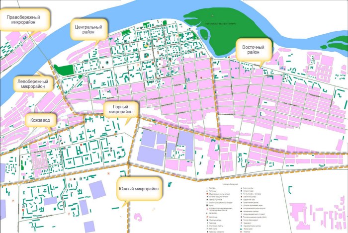 Карта города Кызыла с микрорайонами