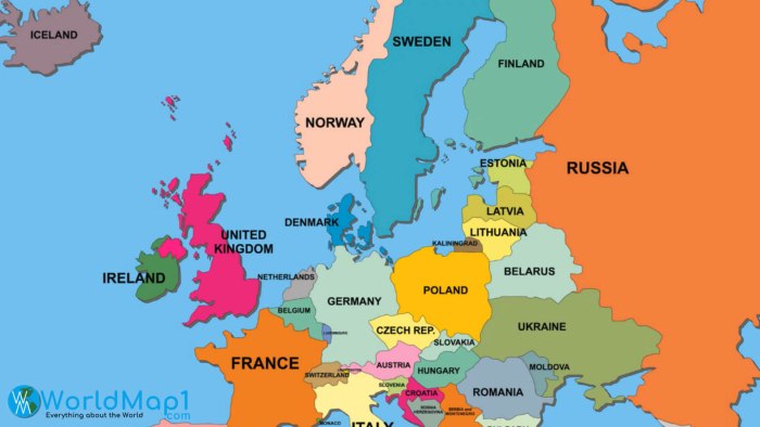 Карта государств Европы
