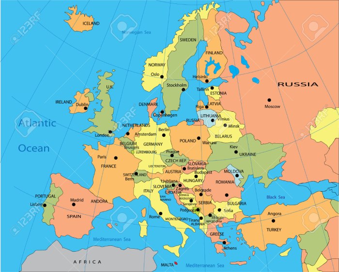 Карта Европы столицы европейских государств