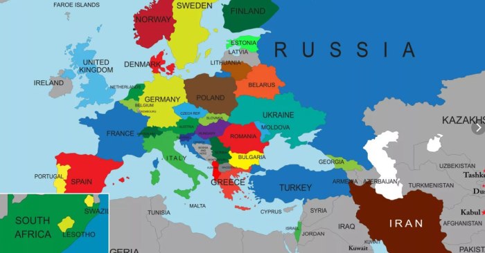 Карта Европы на английском
