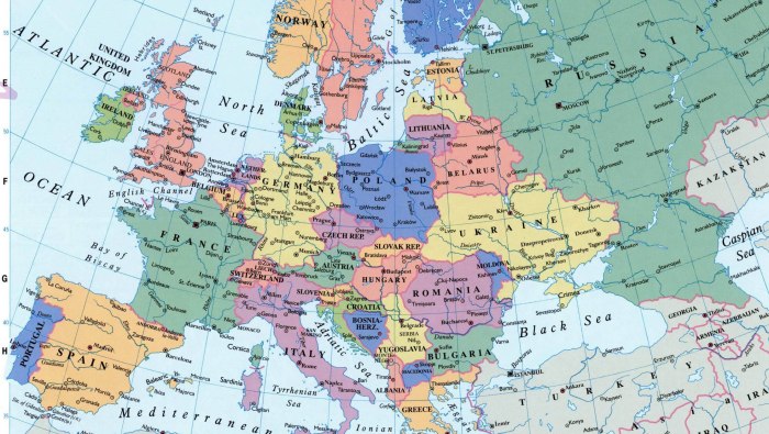 Границы государств центральной Европы и их столицы на карте