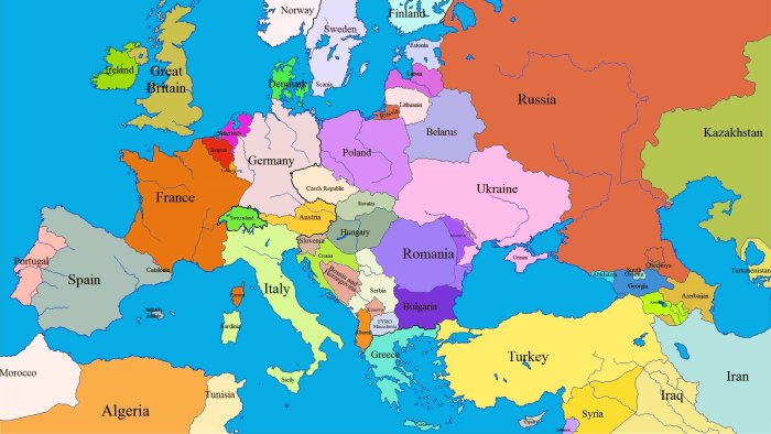 Карта Европы с границами государств 2022