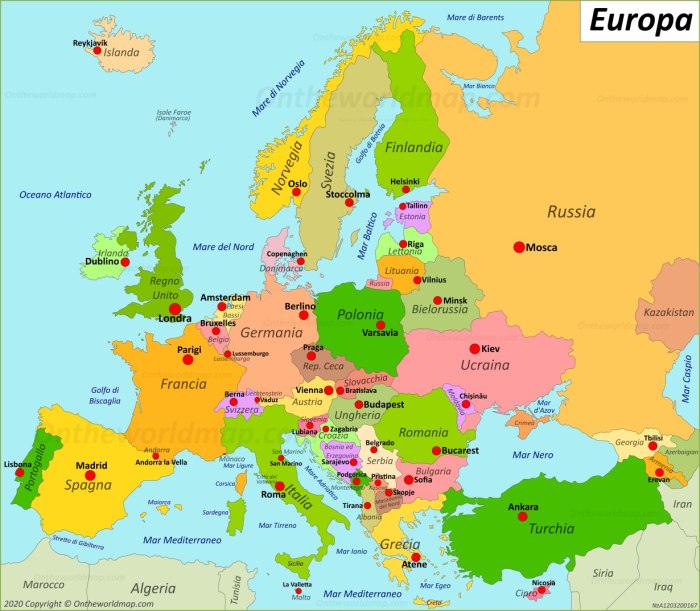 Map of Europe with Capitals