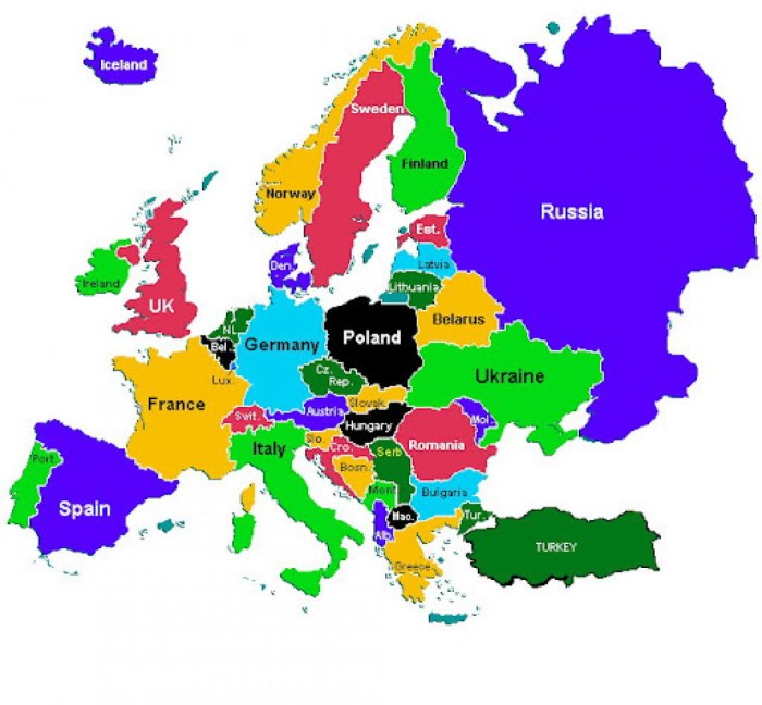 Карта Европы со странами