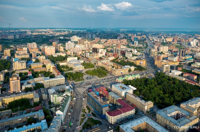 Центр Новосибирска с высоты птичьего полета
