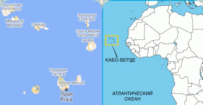 Кабо-Верде столица Прая на карте