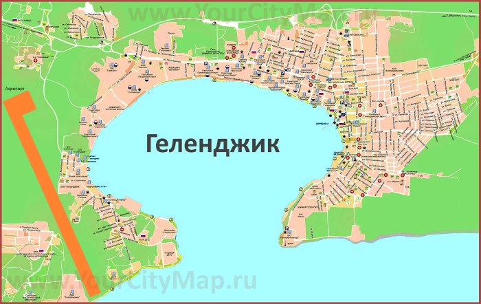 Карта Геленджика с улицами и пляжами