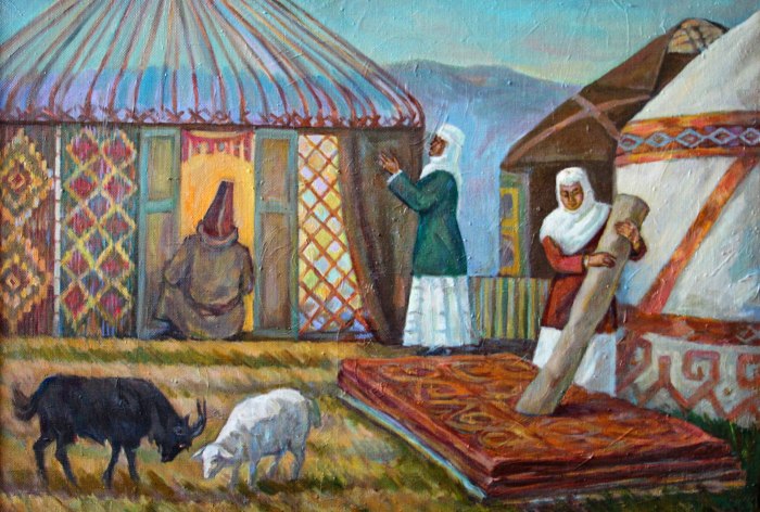 Казахская юрта картина искусство художника