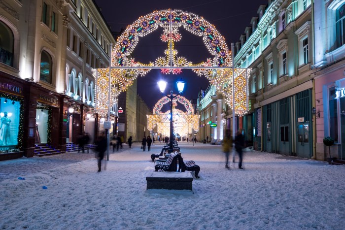 Зимняя Никольская улица Москва