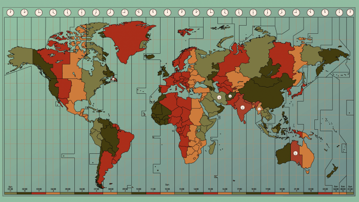 Standard time Zones of the World карта