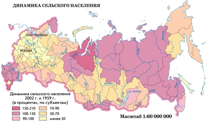 Карта плотности населения РФ