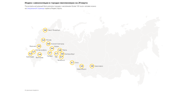 Города-миллионники России 2021 на карте России