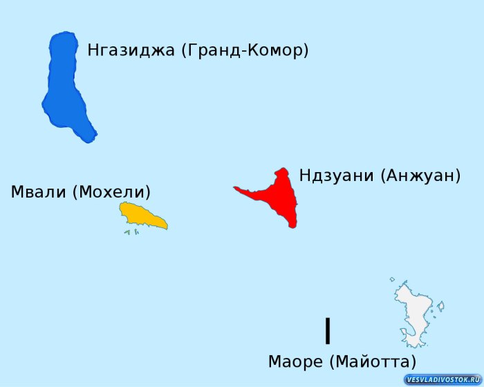 Коморские острова на карте мира
