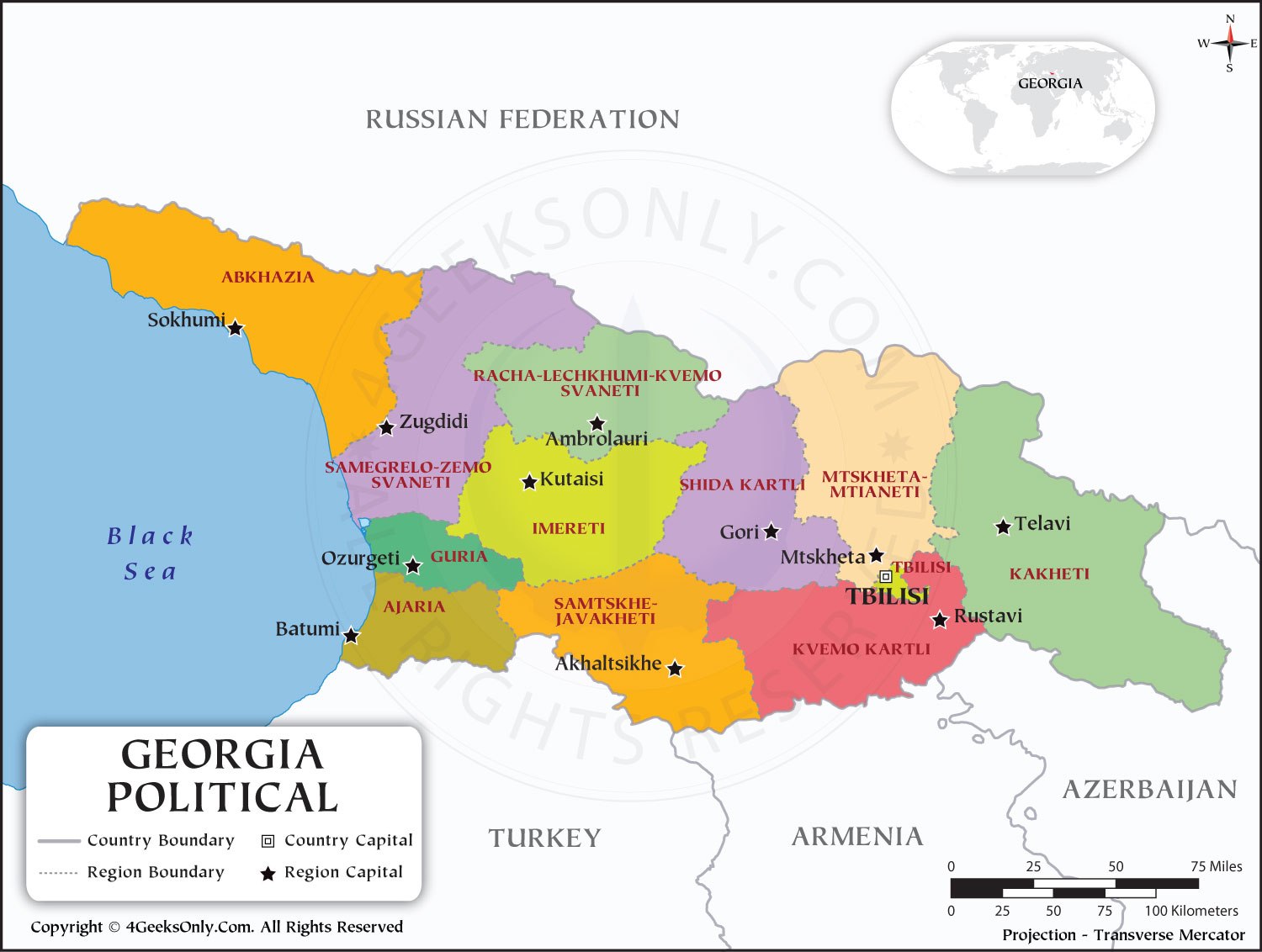 Georgia map. Грузия на карте. Реки Грузии на карте.