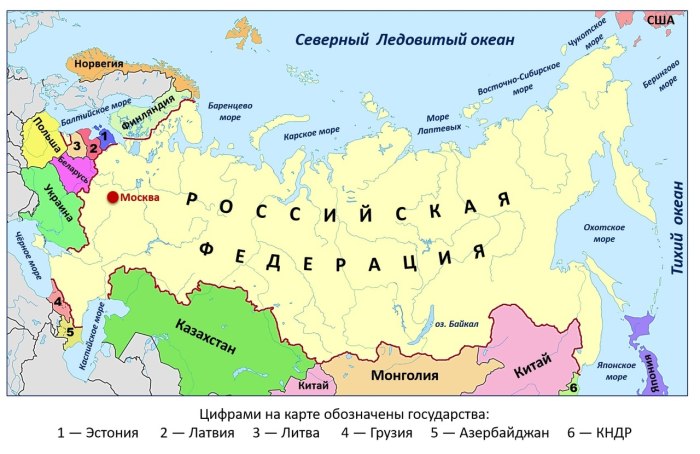 Страны соседи России на карте