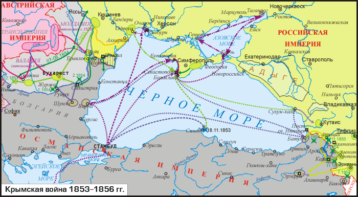 Крымская война 1853-1856 карта