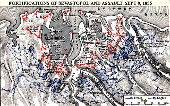 Укрепления Севастополя 1854-1855 карта