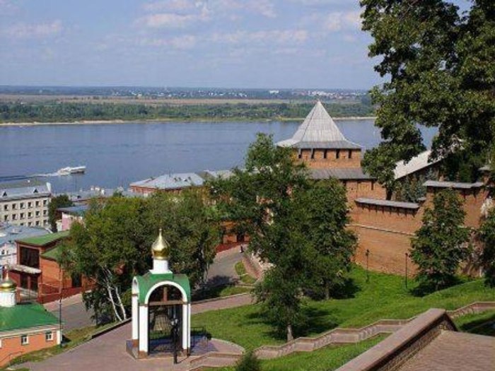 Нижний Новгород с реки на Кремль