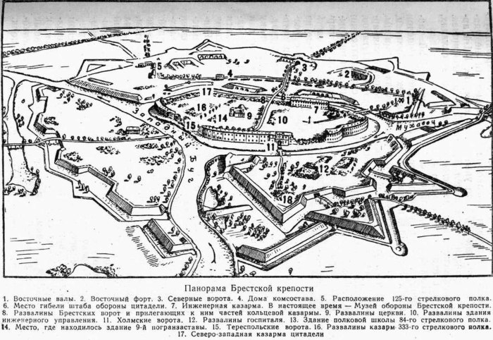 План Брестской крепости в 1941 году
