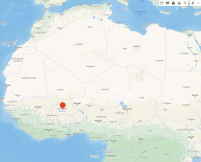 Военный переворот в Буркина-Фасо на карте