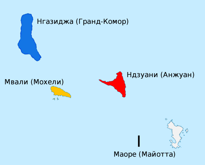 Коморские острова на карте
