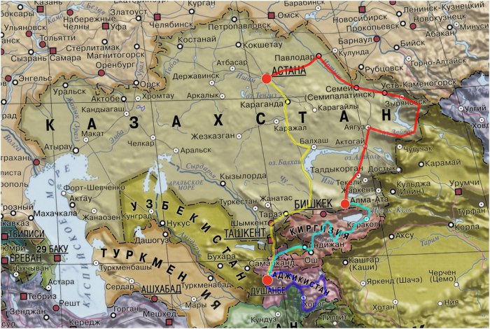 Граница России и Таджикистана на карте
