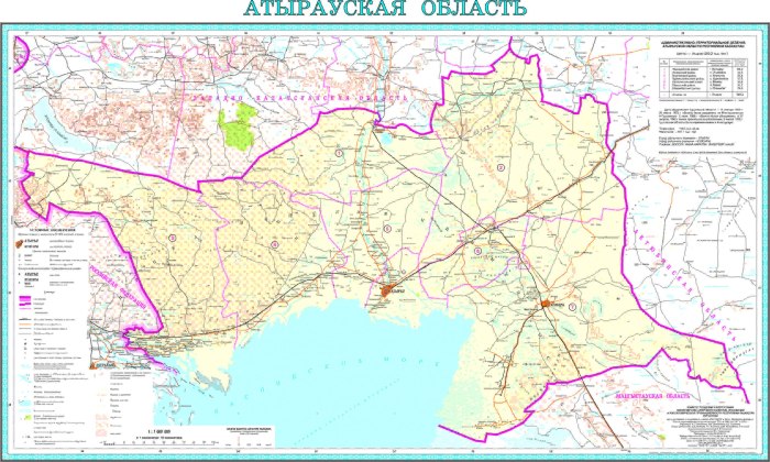 Карта Атырауской области Казахстана