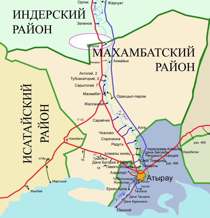 Карта Атырауской области