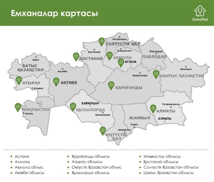 Астана область карта
