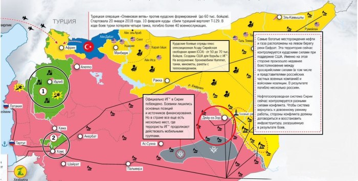 Карта нефтяных месторождений Сирии