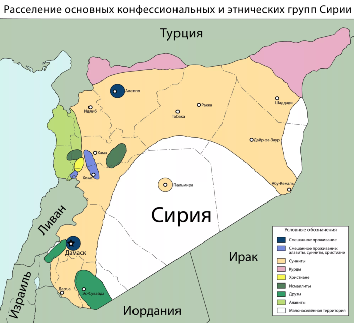 Этническая карта Сирии