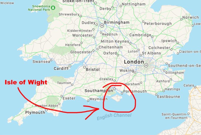 Isle of Wight on the Map of GB