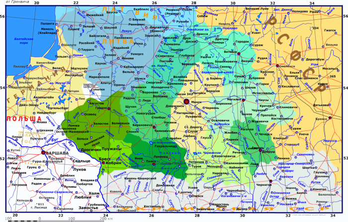 Граница Польши и Белоруссии до 1939 года карта