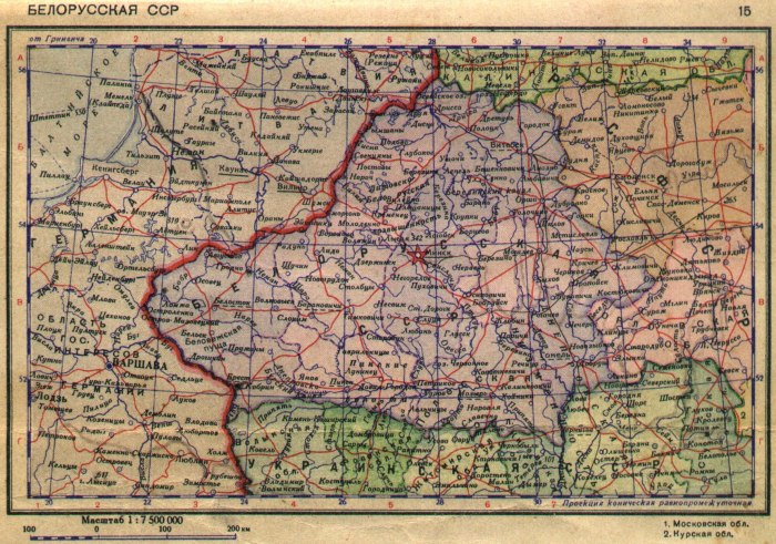 Карта белорусской ССР 1940