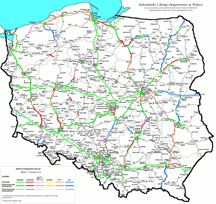 Железные дороги Польши карта