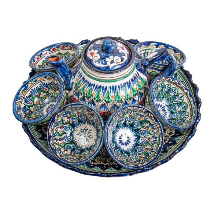 Чайный сервиз Риштан малахит