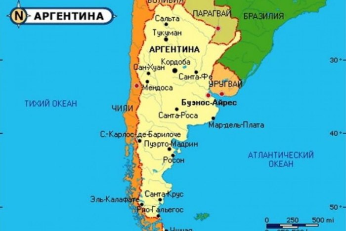 Карта Аргентина на карте мира