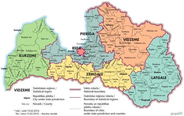 Латвия карта Курземе Видземе Земгале Латгале
