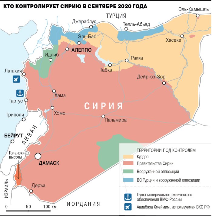 Сирия территория контролируемая Асадом карта 2020