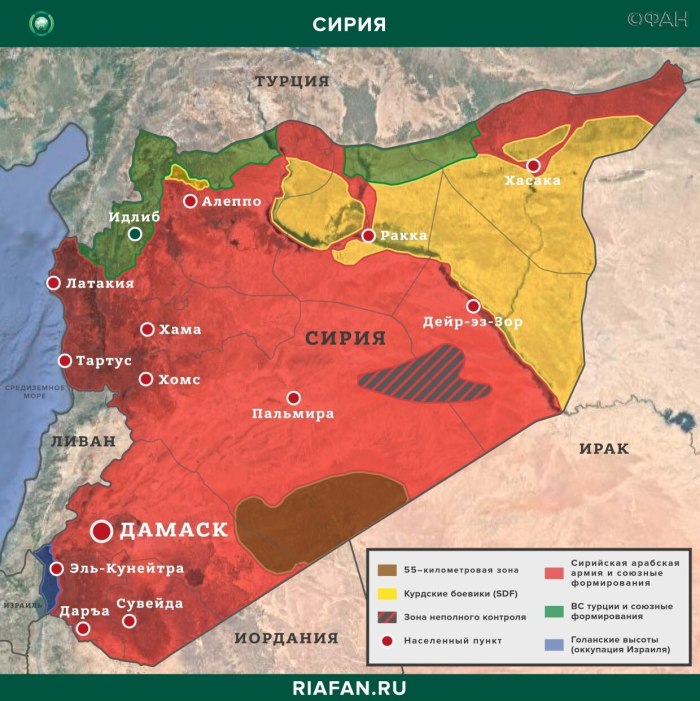 Сирия карта боевых действий 2021