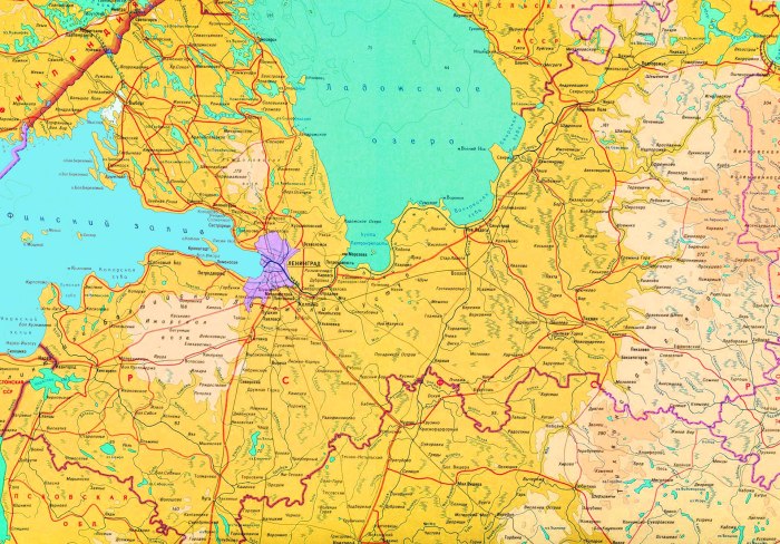 Карта Ленинградской области с городами и поселками подробная 2020