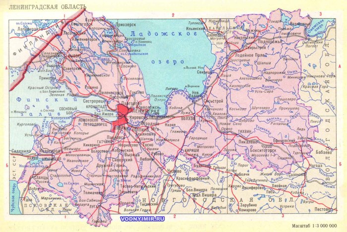 Карта Ленинградской области подробная с районами