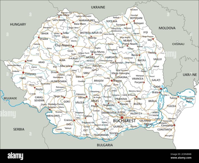Карта Румынии с городами