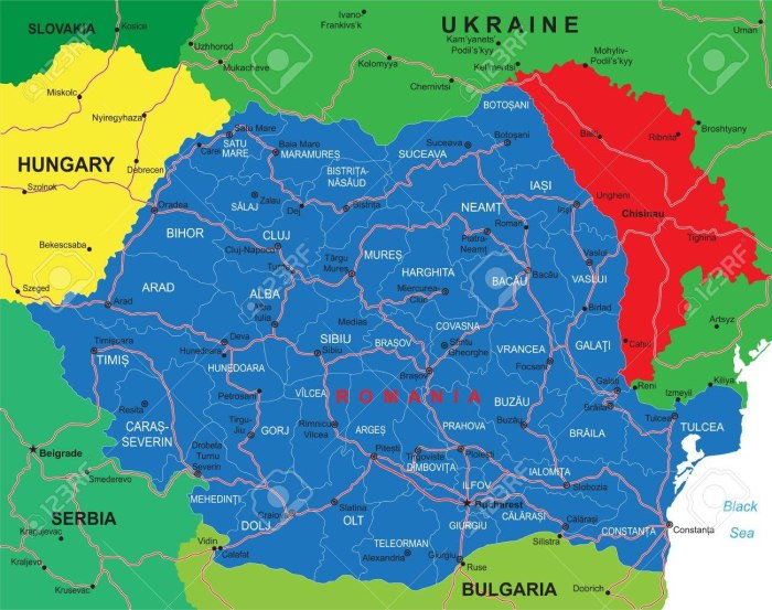 Карта Румынии и Молдавии