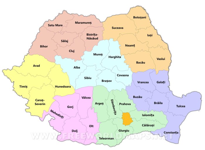 Административная карта Румынии