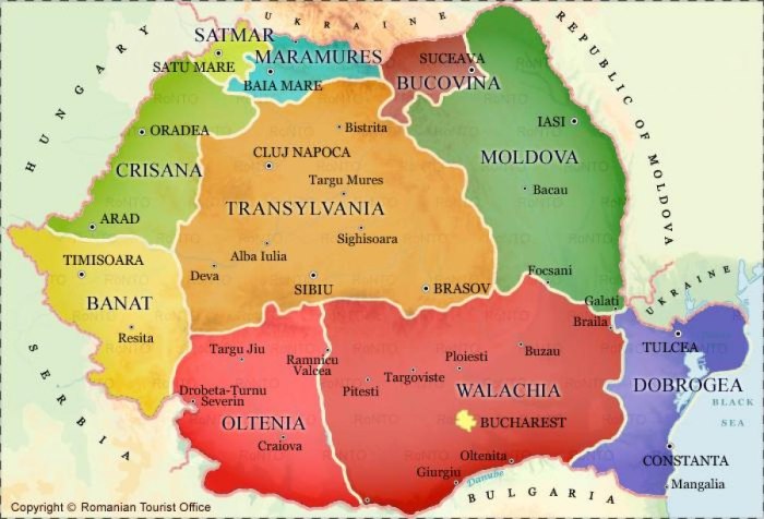 Трансильвания на карте Румынии
