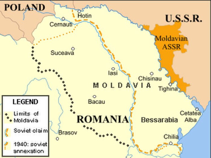 Карта Молдавии 1940
