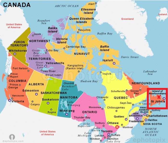 Map of Canada with Provinces