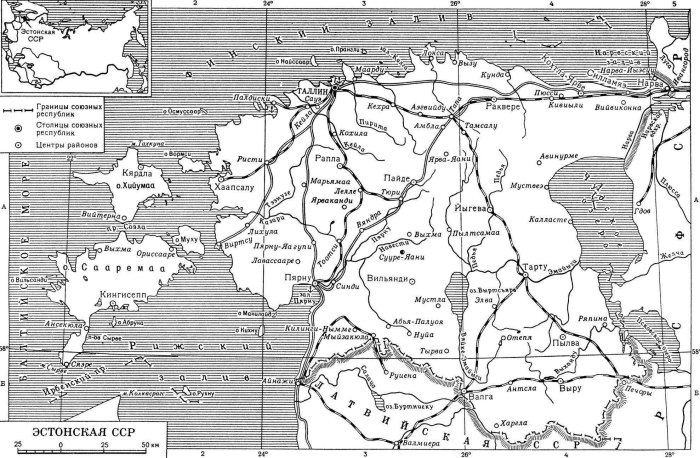 Эстонская Республика 1920-1940 карта
