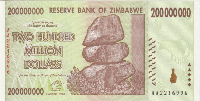 Гиперинфляция Зимбабве 2008г